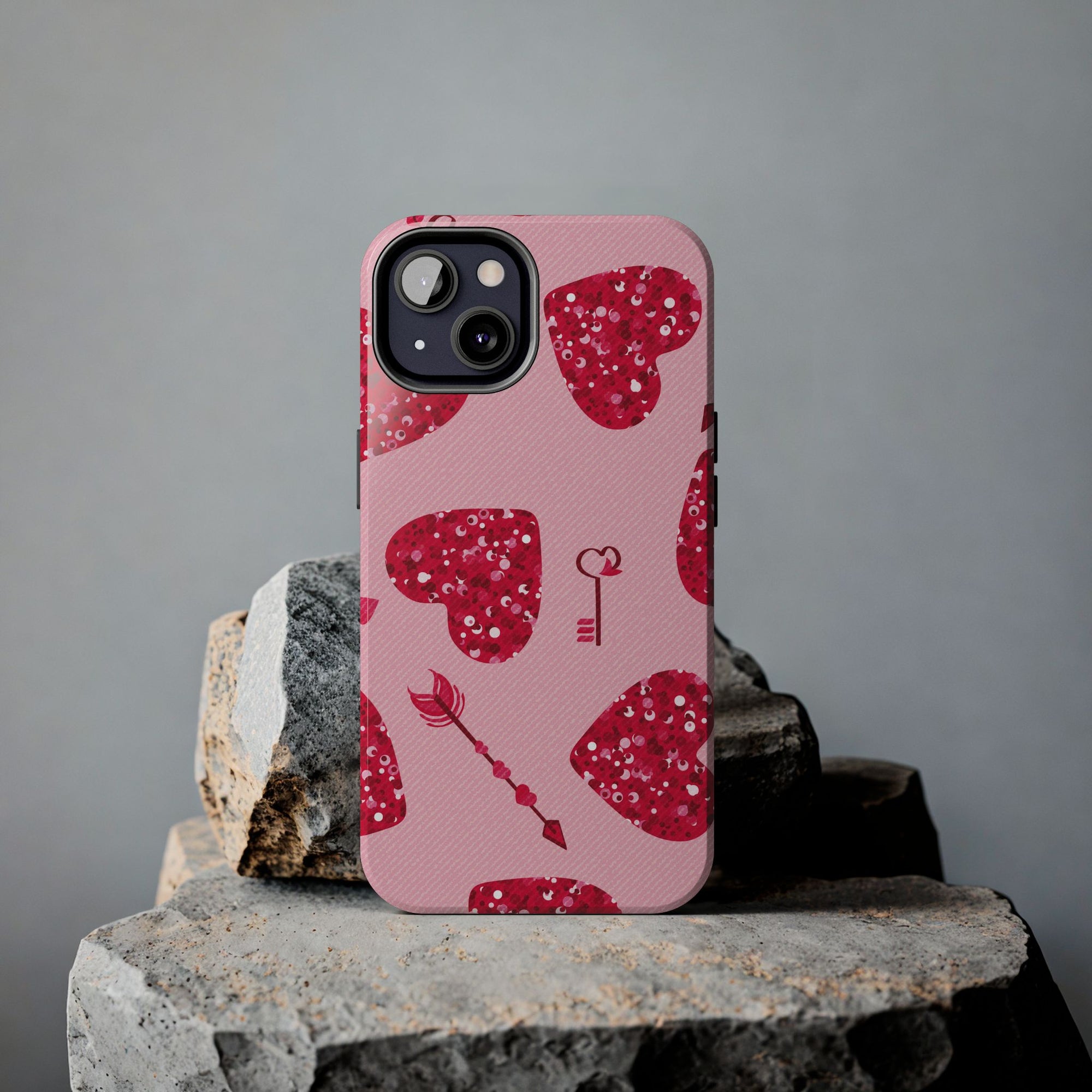 Sparkling Red Hearts Phone Case (Apple & Android)