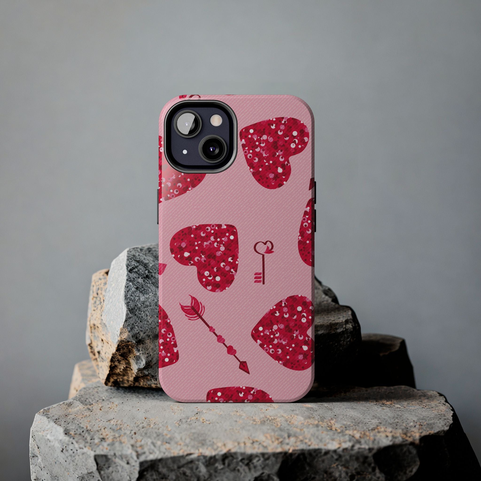 Sparkling Red Hearts Phone Case (Apple & Android)