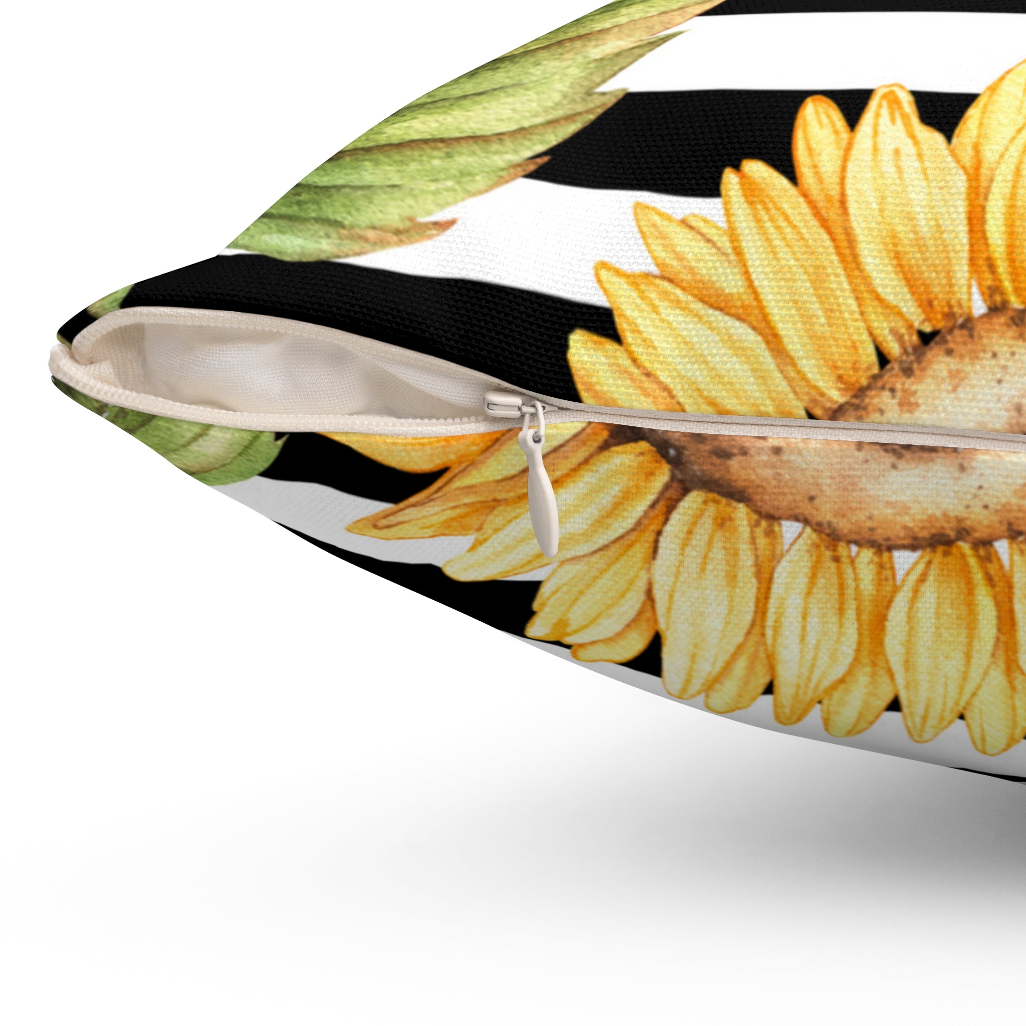 Stripes & Sunflowers Square Pillow