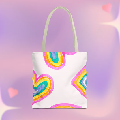 Rainbow Hearts Tote Bag