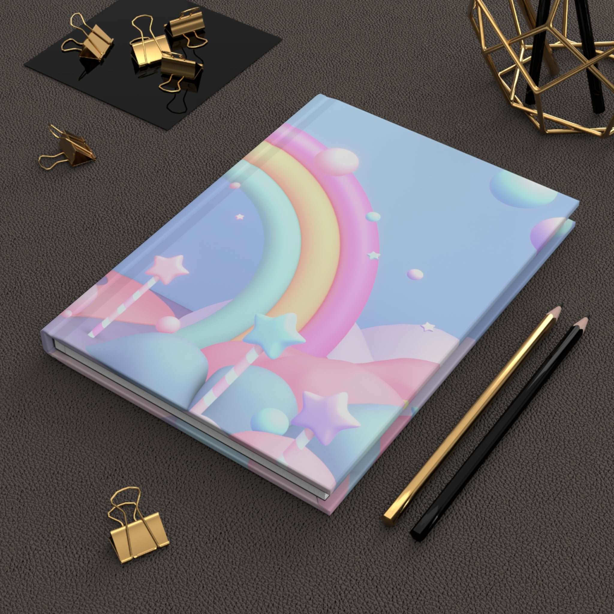 Kawaii Rainbow Galaxy Hardcover Matte Journal