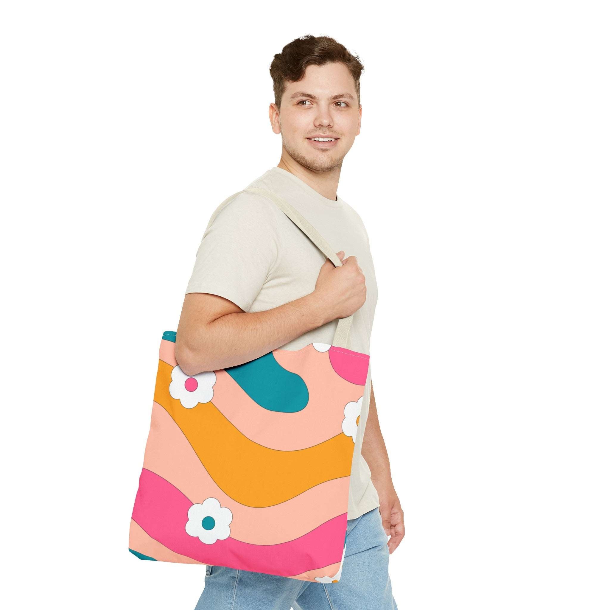 70s Floral Retro Aesthetic Tote Bag