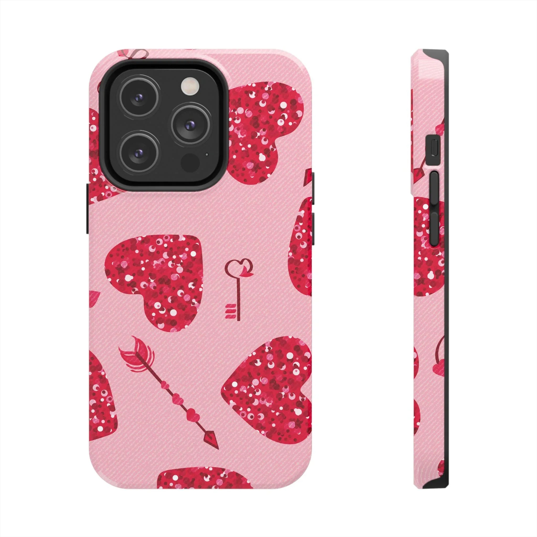 Sparkling Red Hearts Phone Case (Apple & Android) - Pink Sweetheart