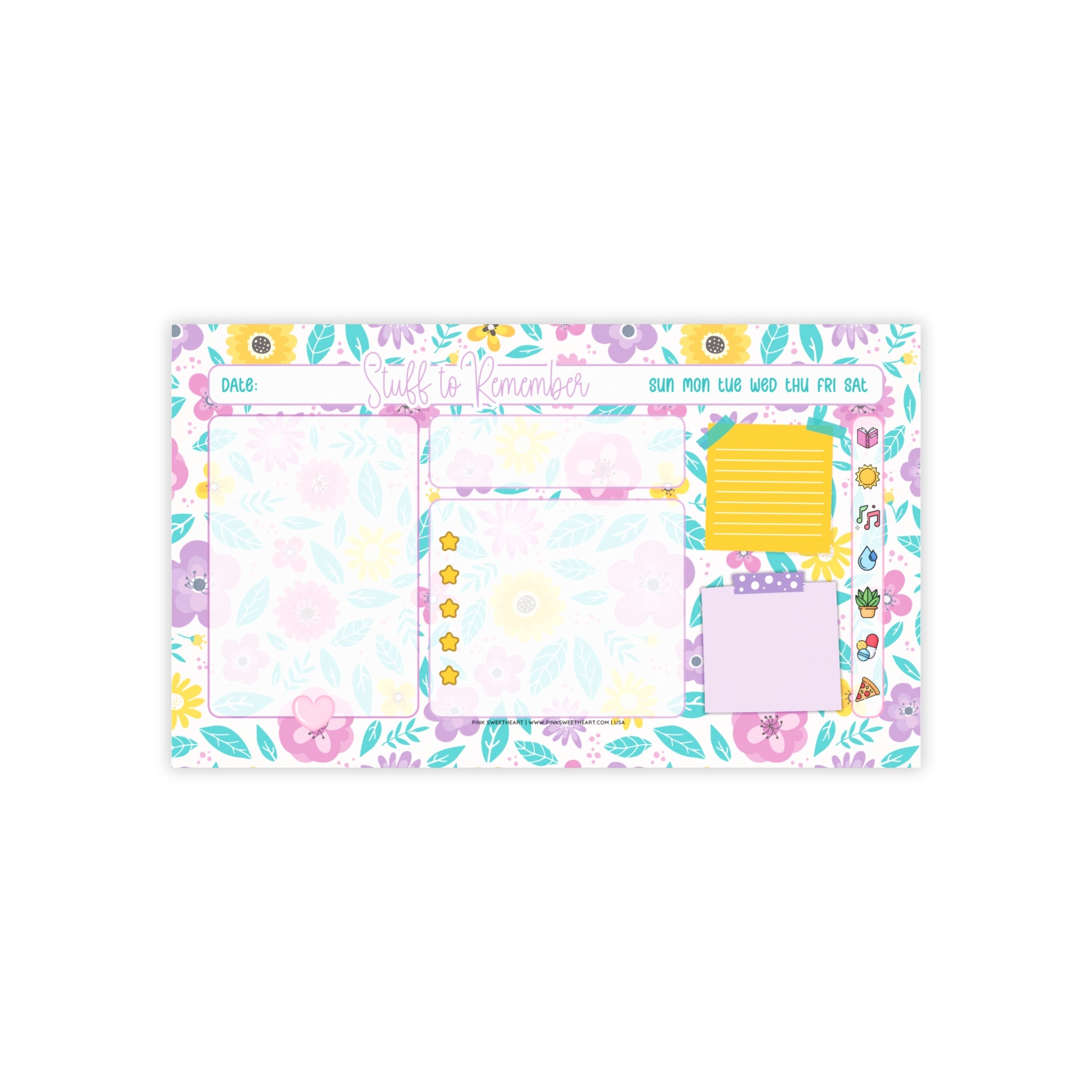 Neon Pop Blooming Florals Sticky Note Pad