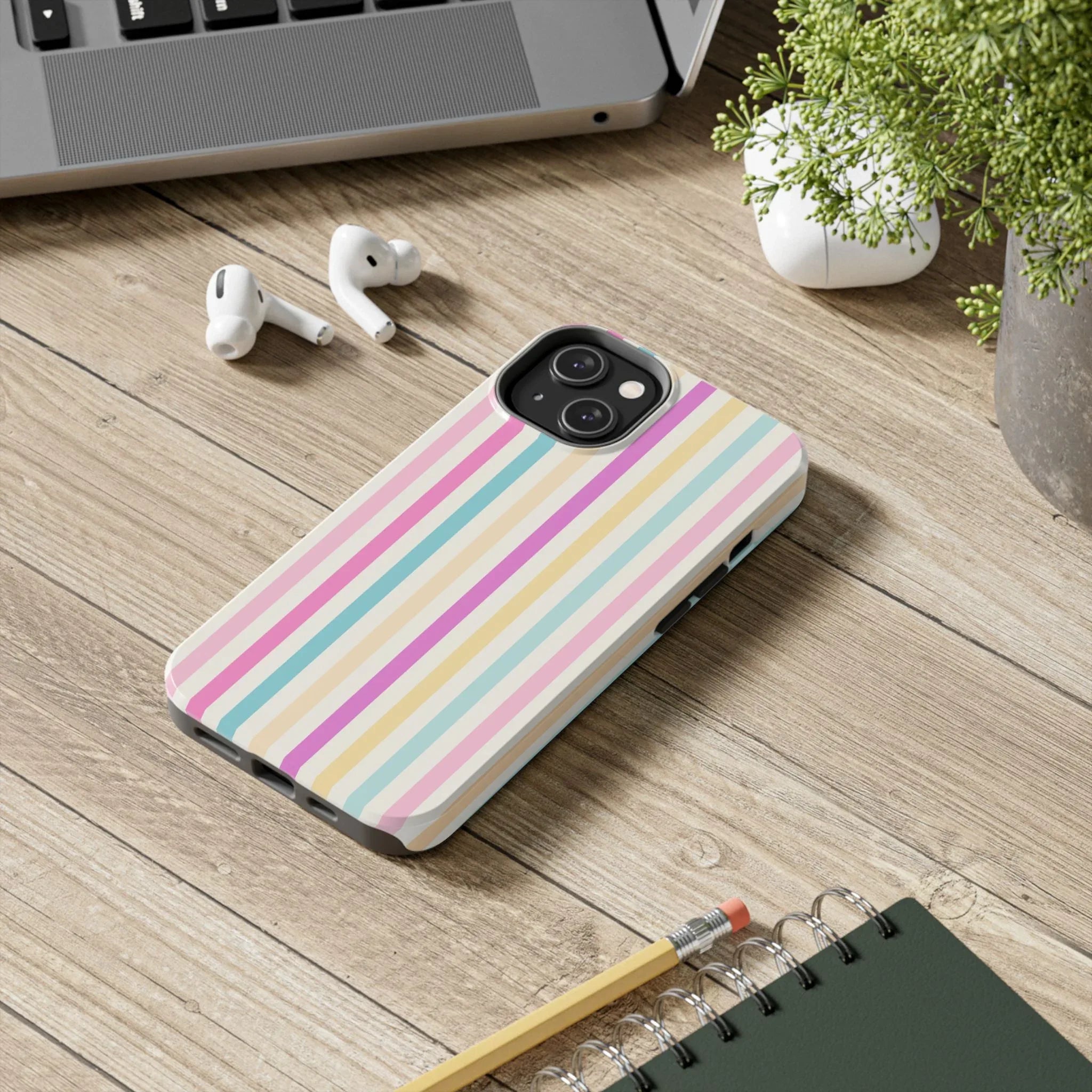 Pastel Candy Stripes Phone Cases (Apple & Android) - Pink Sweetheart