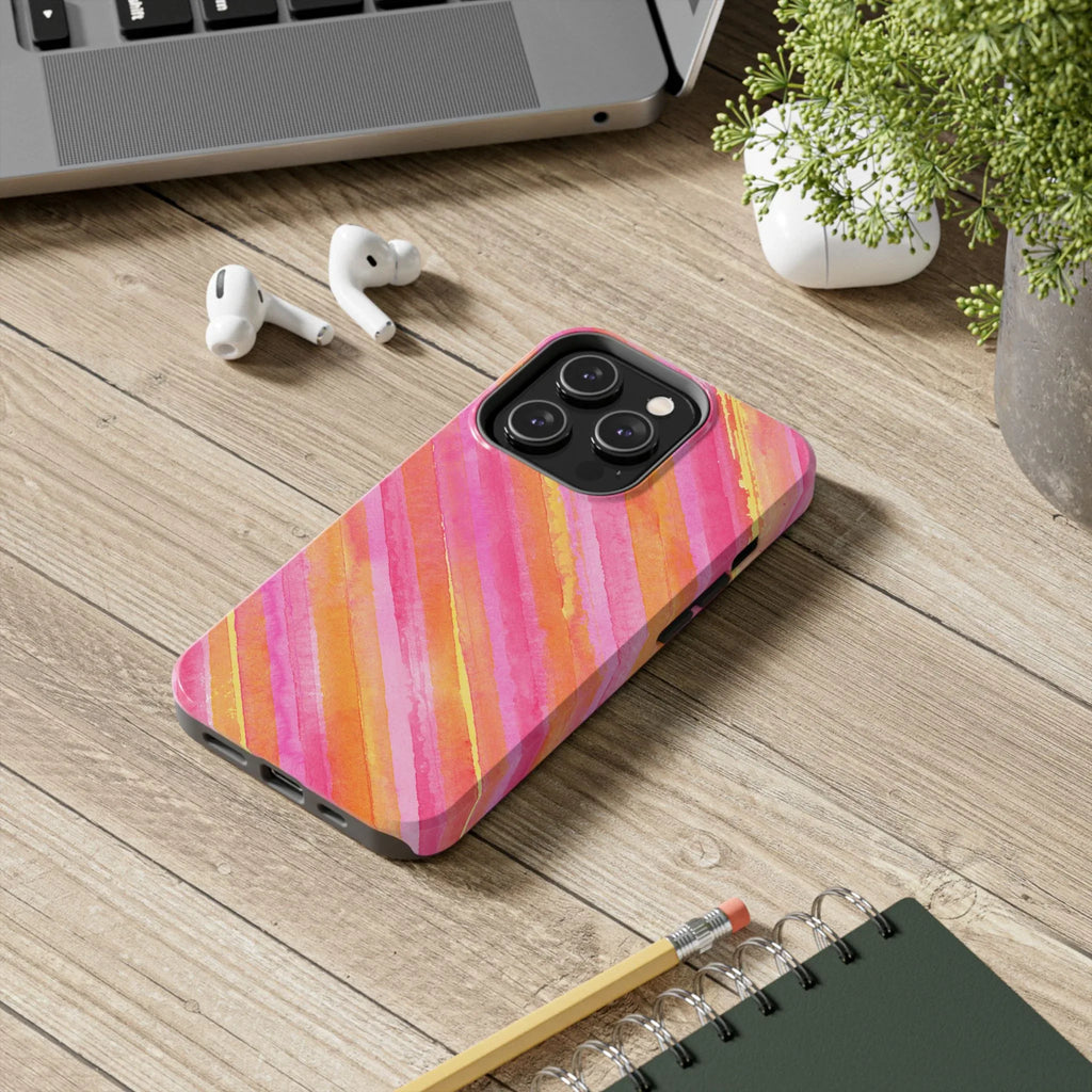 Pink Lemon Stripes Phone Case (Apple & Android) - Pink Sweetheart