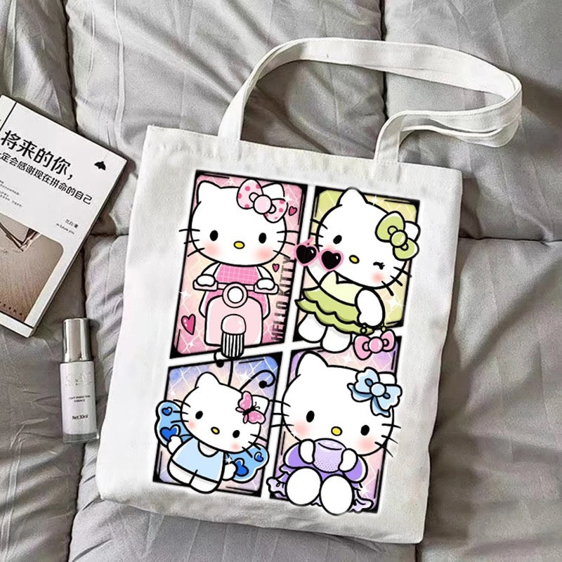 Chibi Kawaii Cartoon Anime Canvas Tote Bag