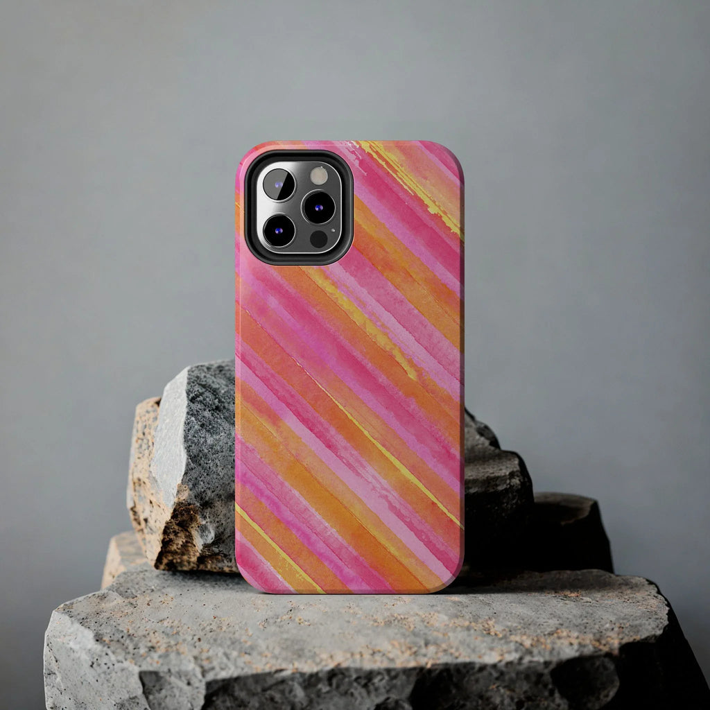 Pink Lemon Stripes Phone Case (Apple & Android) - Pink Sweetheart