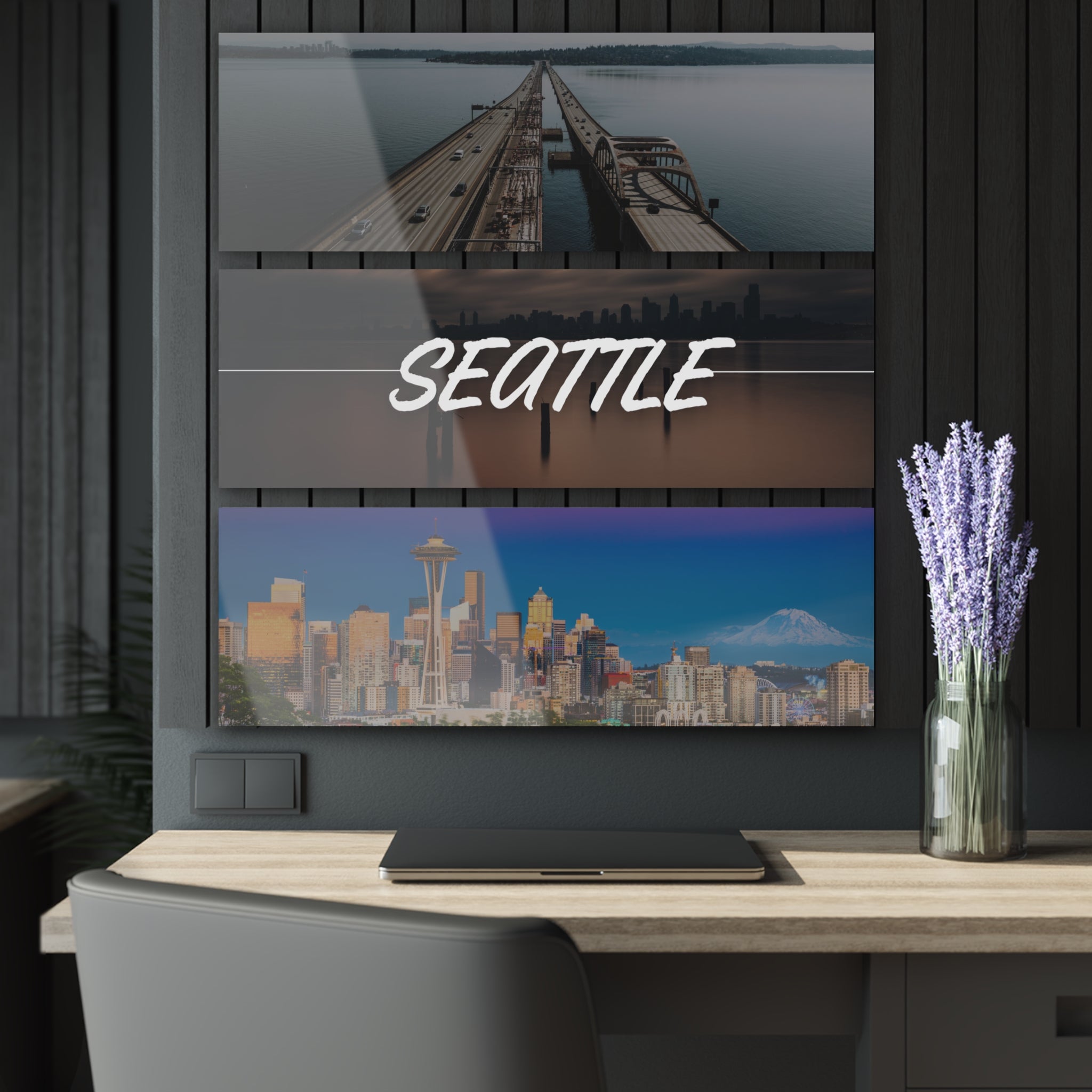 Seattle Skyline Acrylic Prints (Triptych)