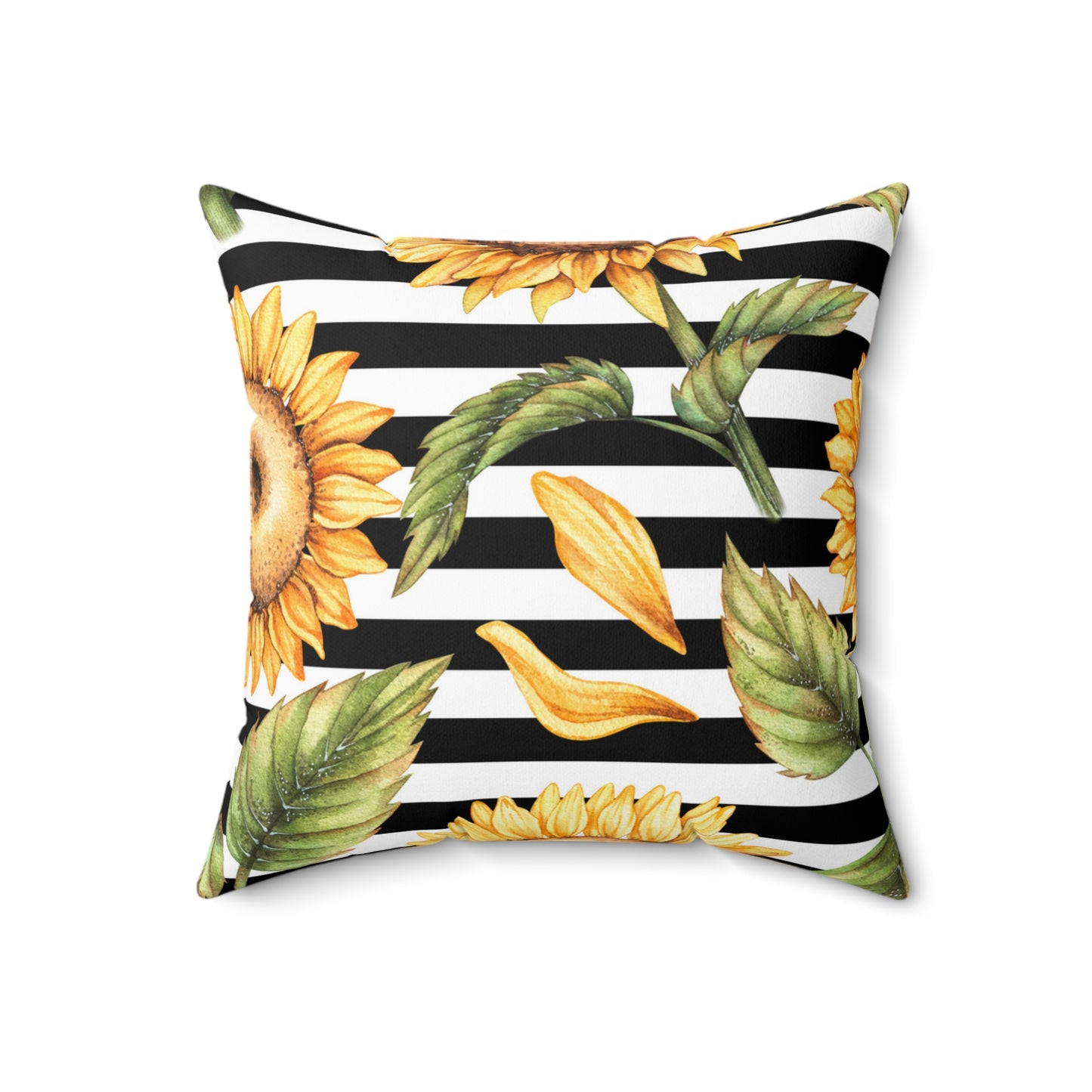 Stripes & Sunflowers Square Pillow