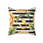 Stripes & Sunflowers Square Pillow
