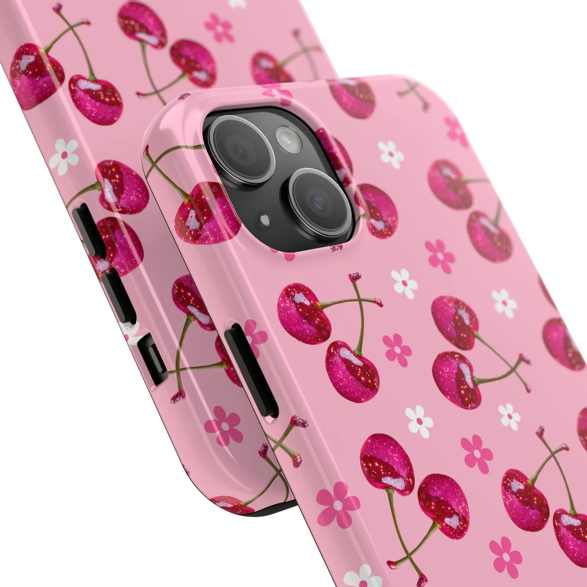 Pink Cherry Sparkle Pattern Tough Phone Case (Apple & Android) - Pink Sweetheart