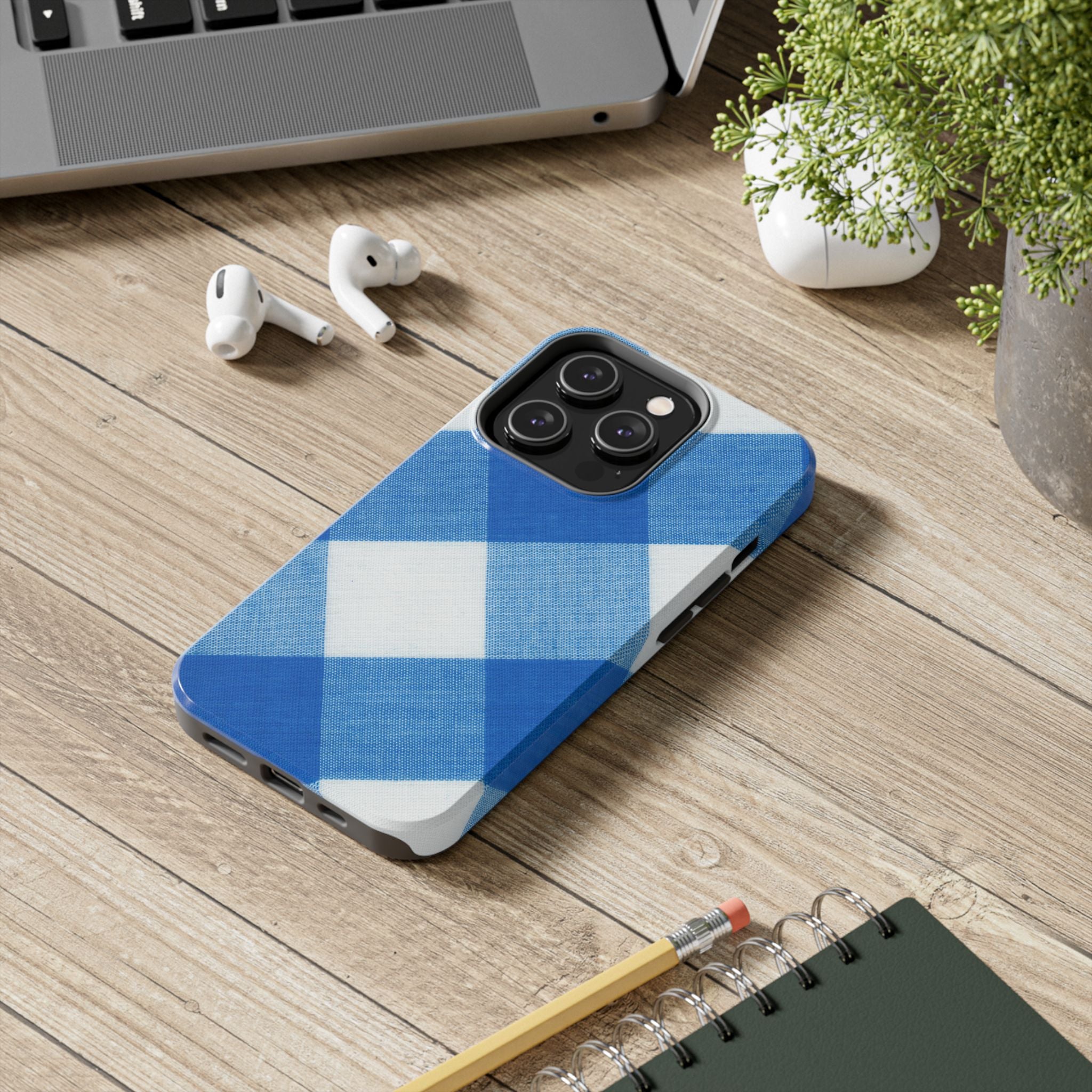 Classic Blue Gingham Phone Case (Apple & Android)