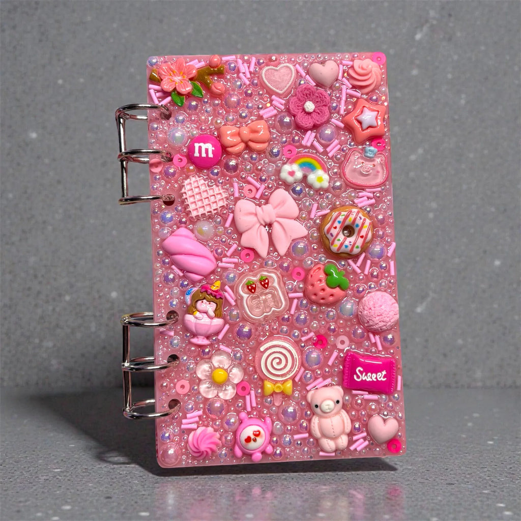 Pretty Pink Junk Charm Acrylic Binder - Pink Sweetheart