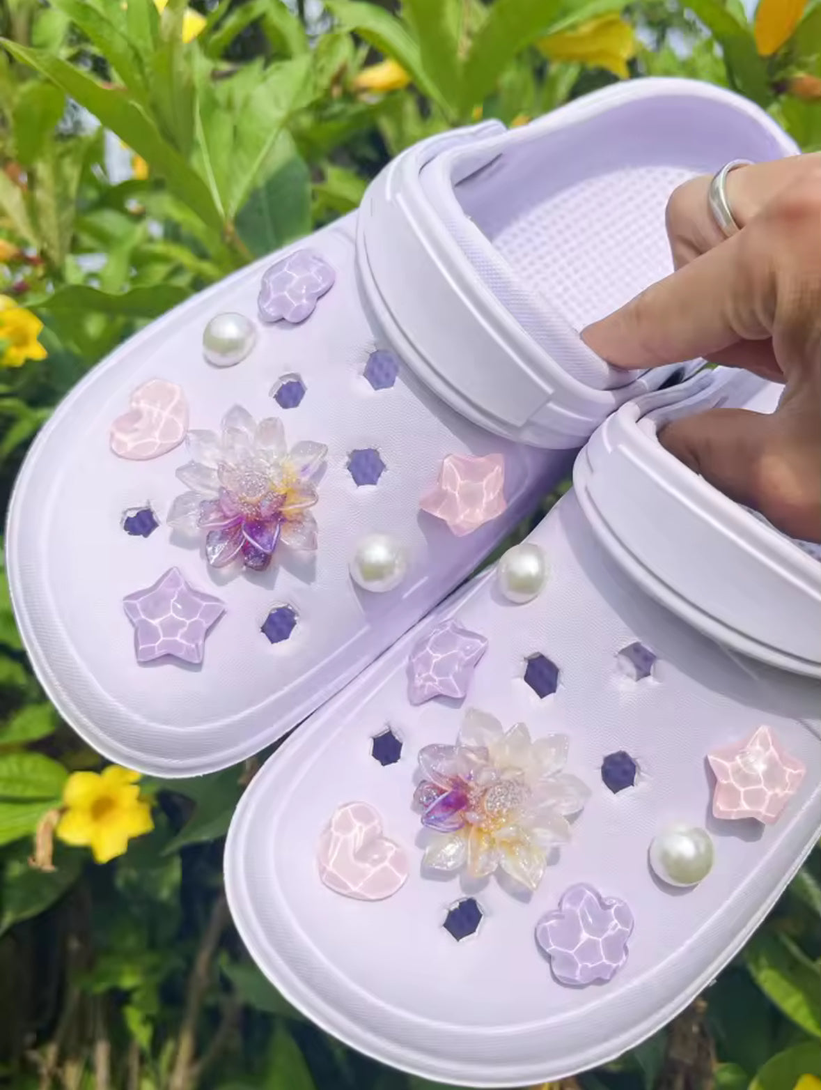 Purple Dahlia Clog Charms Set