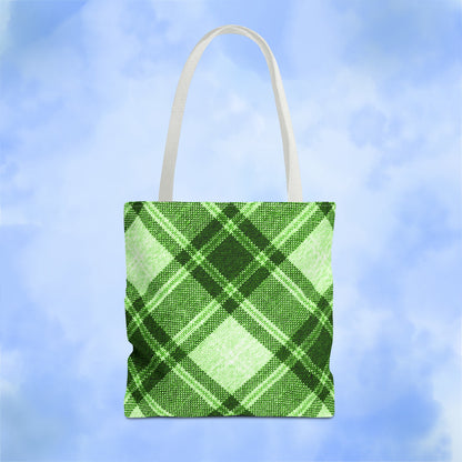 Lush Green Plaid Tote Bag