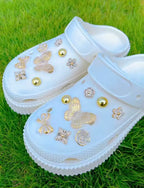 Golden Butterfly Clog Charms Set - Pink Sweetheart