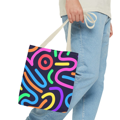 Neon Doodle Swirls Tote Bag