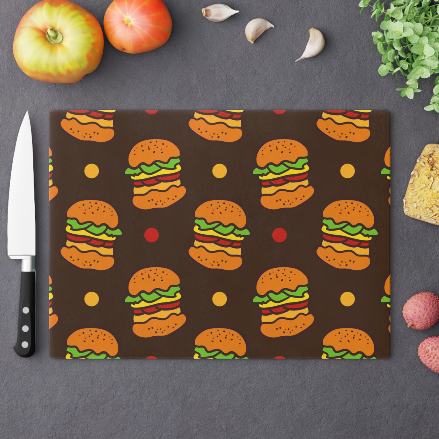 Burger Glass Cutting Board