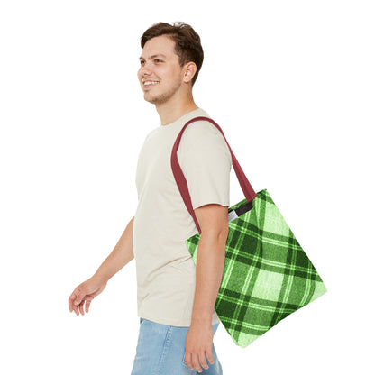 Lush Green Plaid Tote Bag