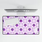 Purple Floral Pattern Desk Mat