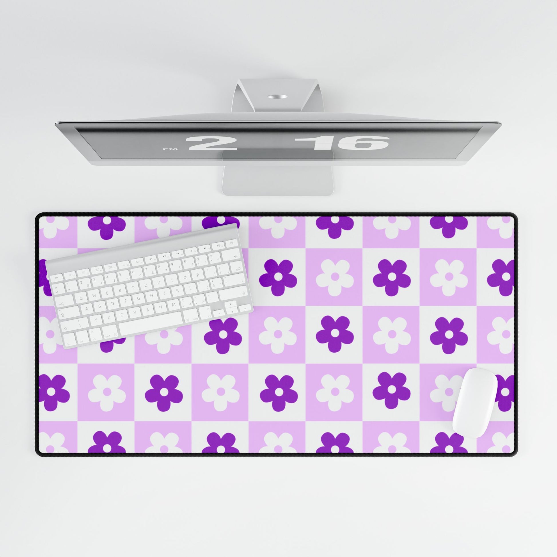 Purple Floral Pattern Desk Mat
