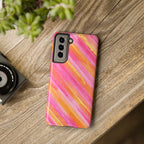 Pink Lemon Stripes Phone Case (Apple & Android) - Pink Sweetheart