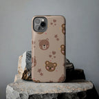 Boho Brown Bear Phone Case (Apple & Android) - Pink Sweetheart