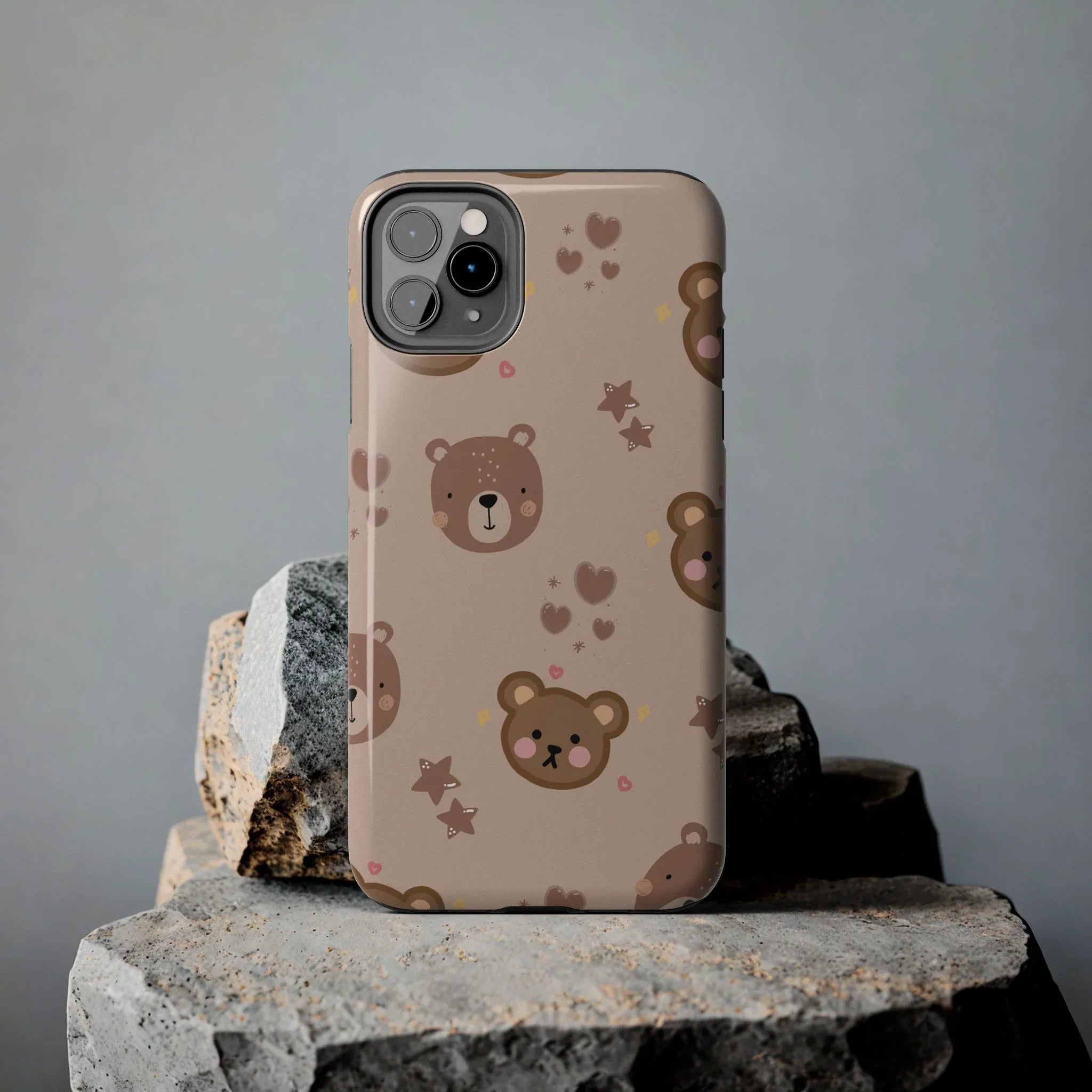 Boho Brown Bear Phone Case (Apple & Android) - Pink Sweetheart
