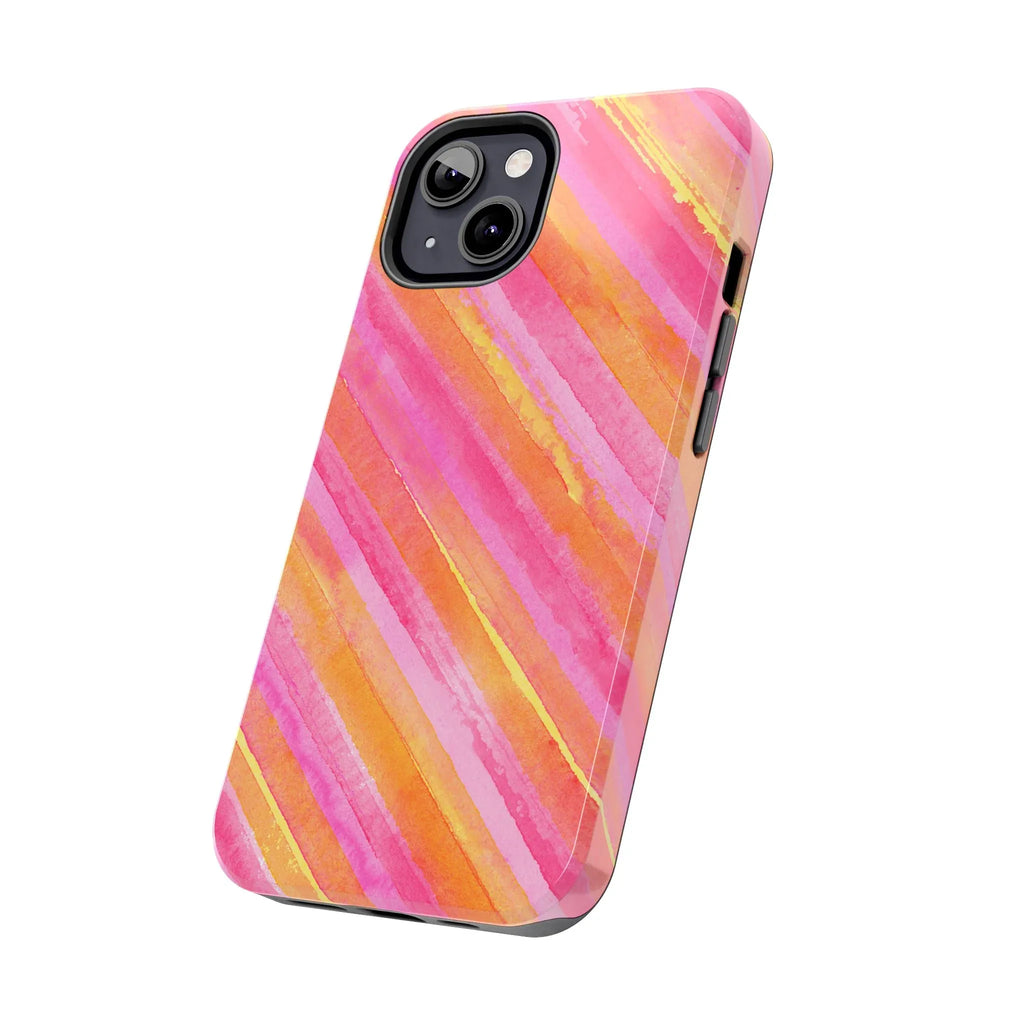 Pink Lemon Stripes Phone Case (Apple & Android) - Pink Sweetheart