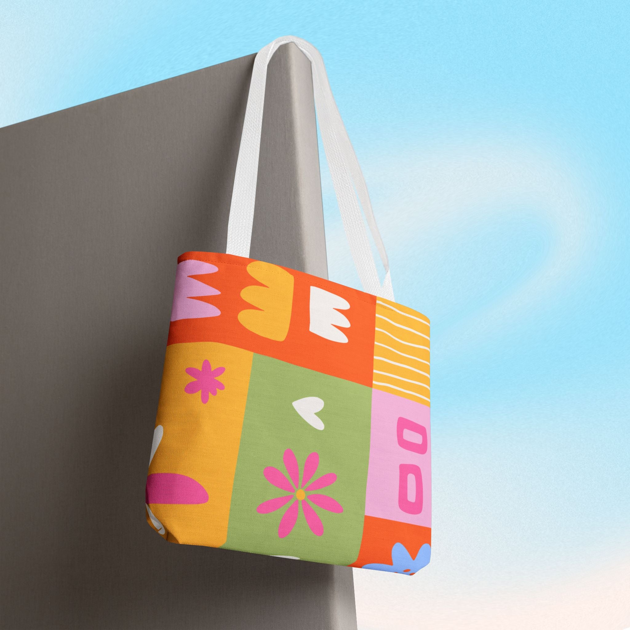 Vibrant Kawaii Floral Tote Bag
