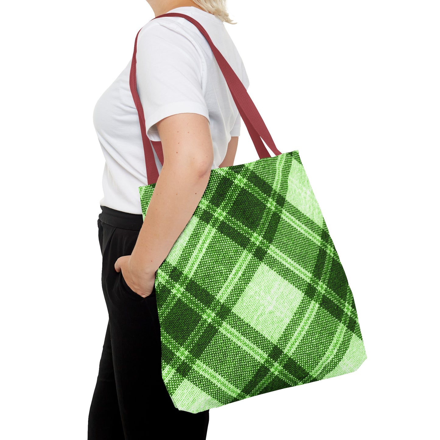 Lush Green Plaid Tote Bag