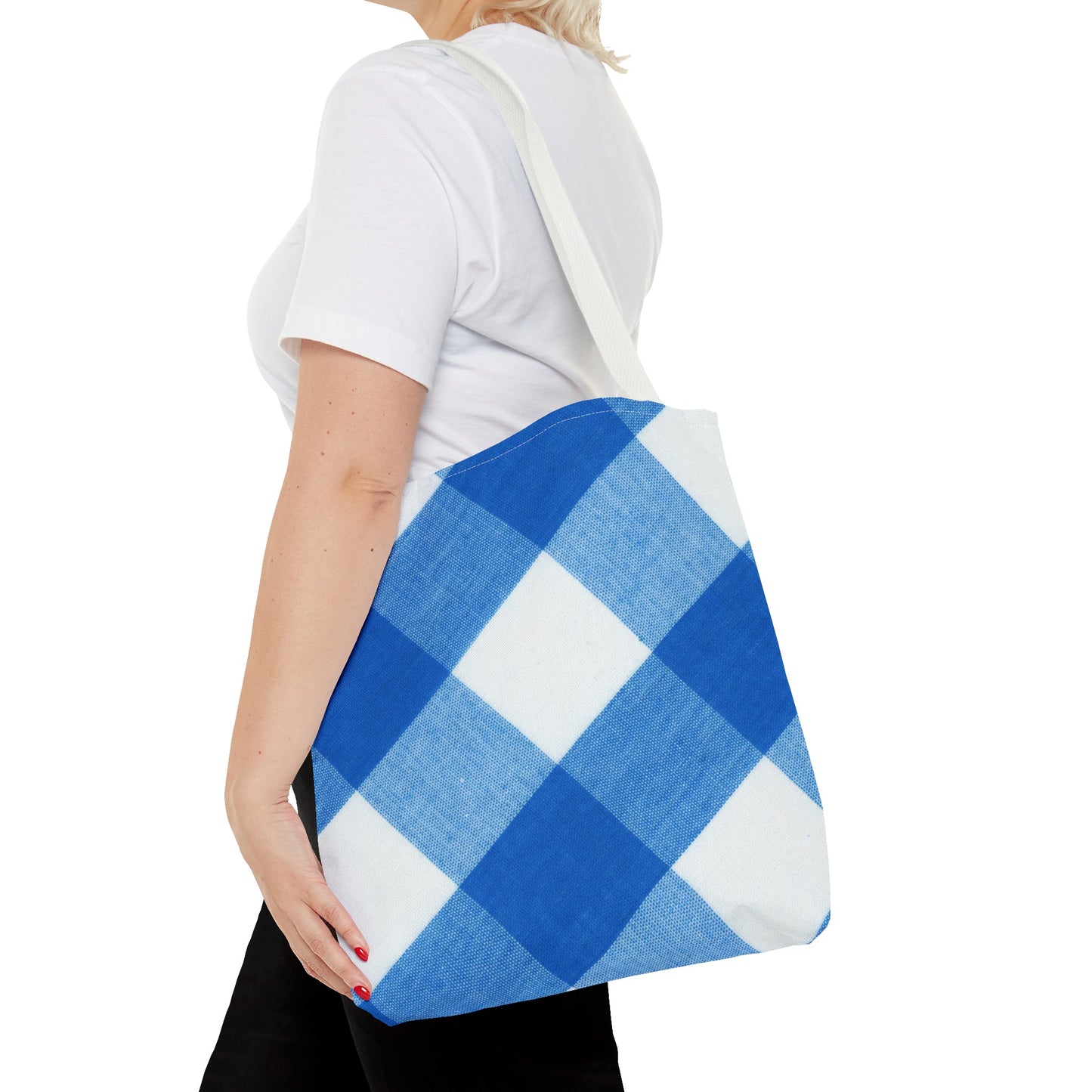 Chic Blue Gingham Tote Bag