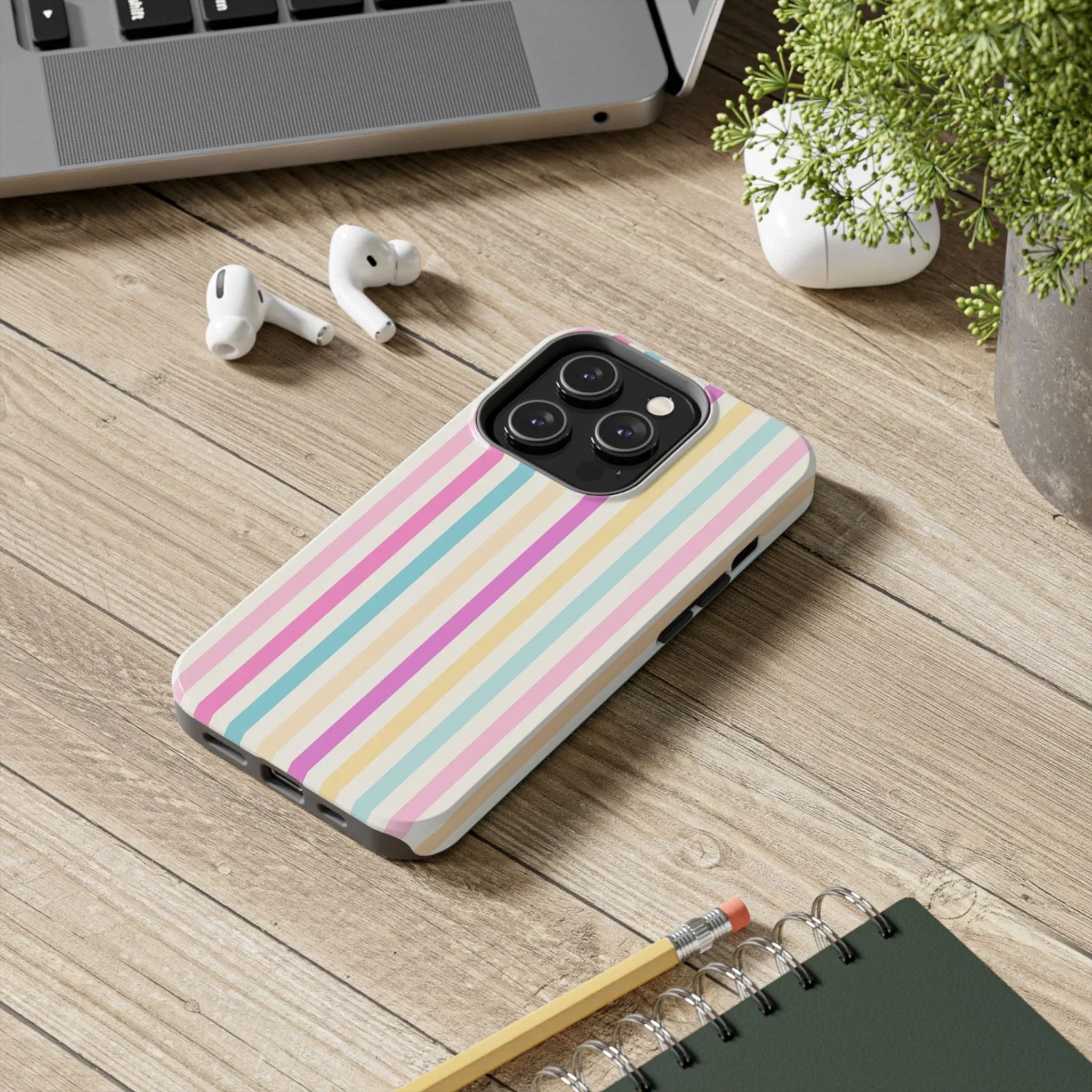 Pastel Candy Stripes Phone Cases (Apple & Android) - Pink Sweetheart