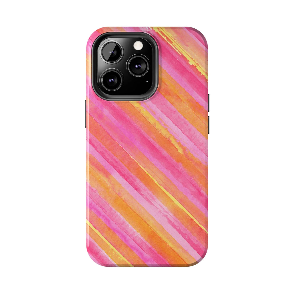 Pink Lemon Stripes Phone Case (Apple & Android) - Pink Sweetheart