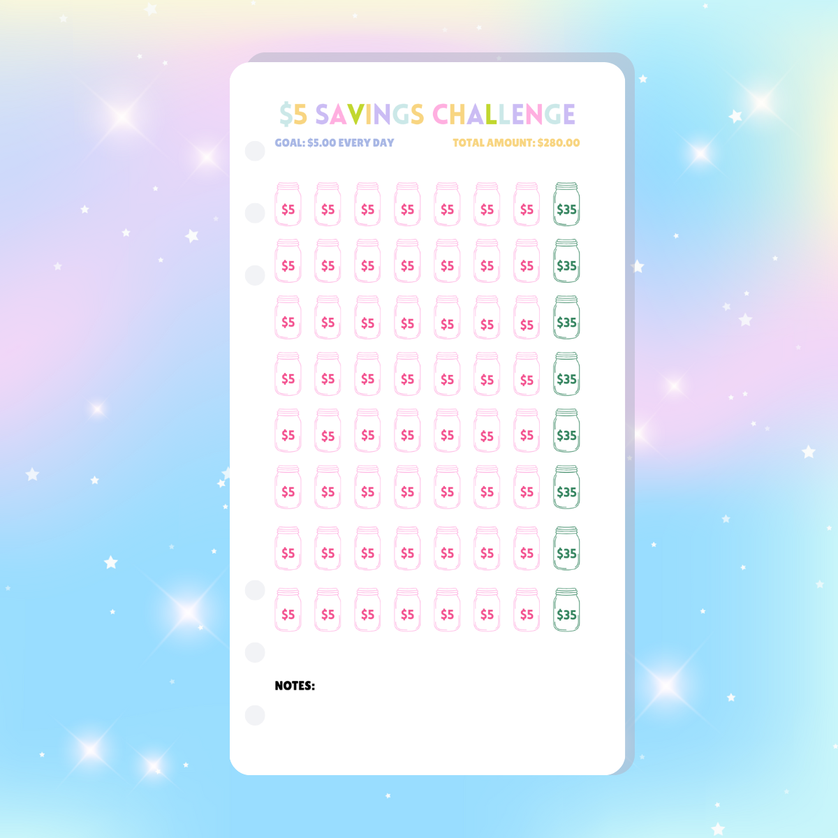 Single Page Saving Challenges & Trackers Inserts - A6