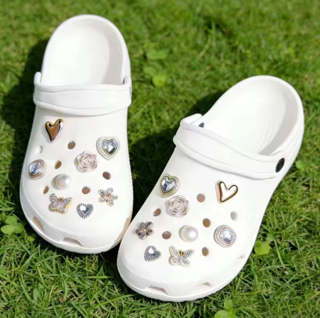 Golden Bling Love Clog Charms Set