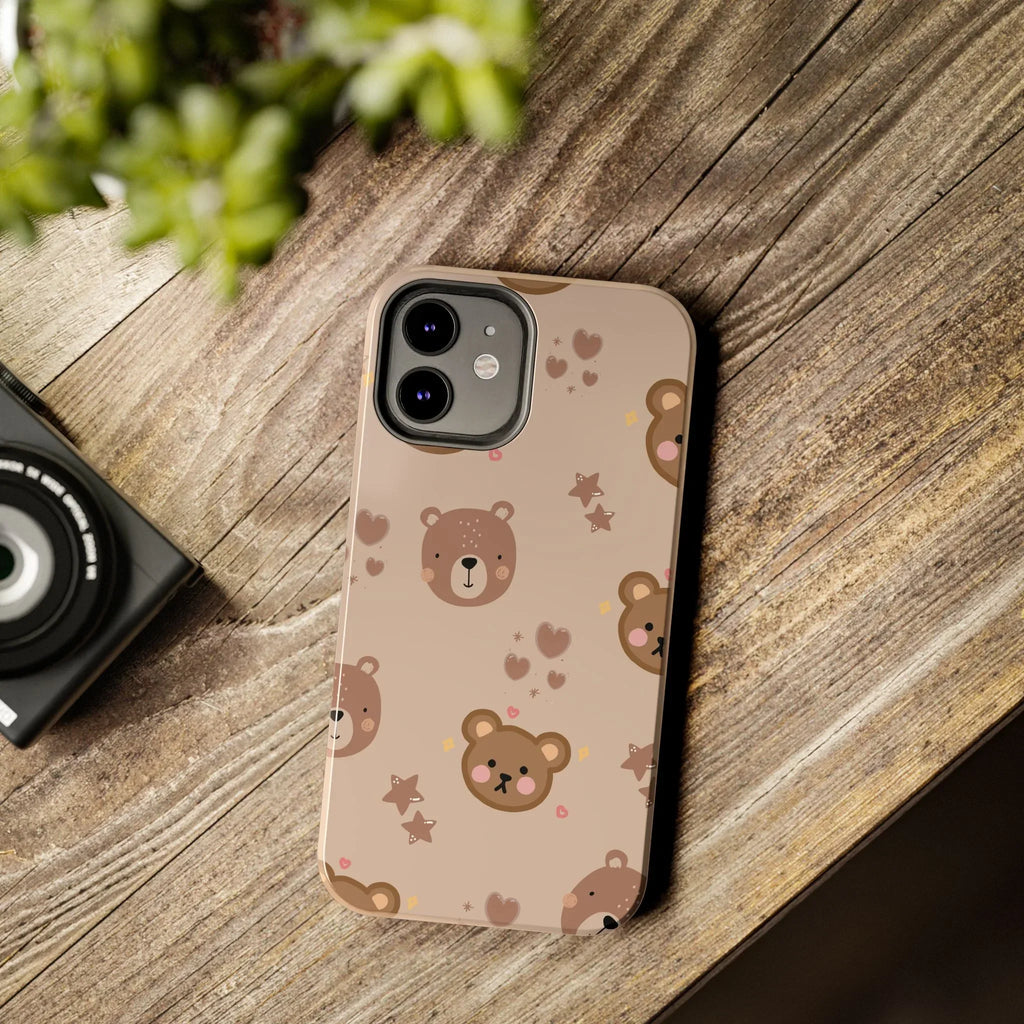 Boho Brown Bear Phone Case (Apple & Android) - Pink Sweetheart
