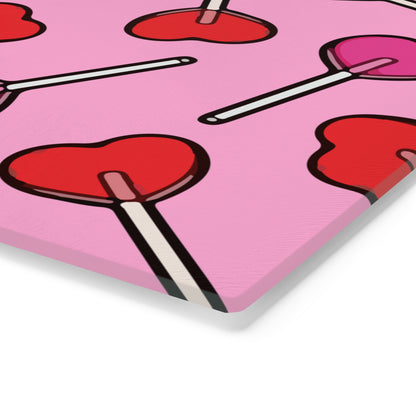 Heart Lollipops Glass Cutting Board