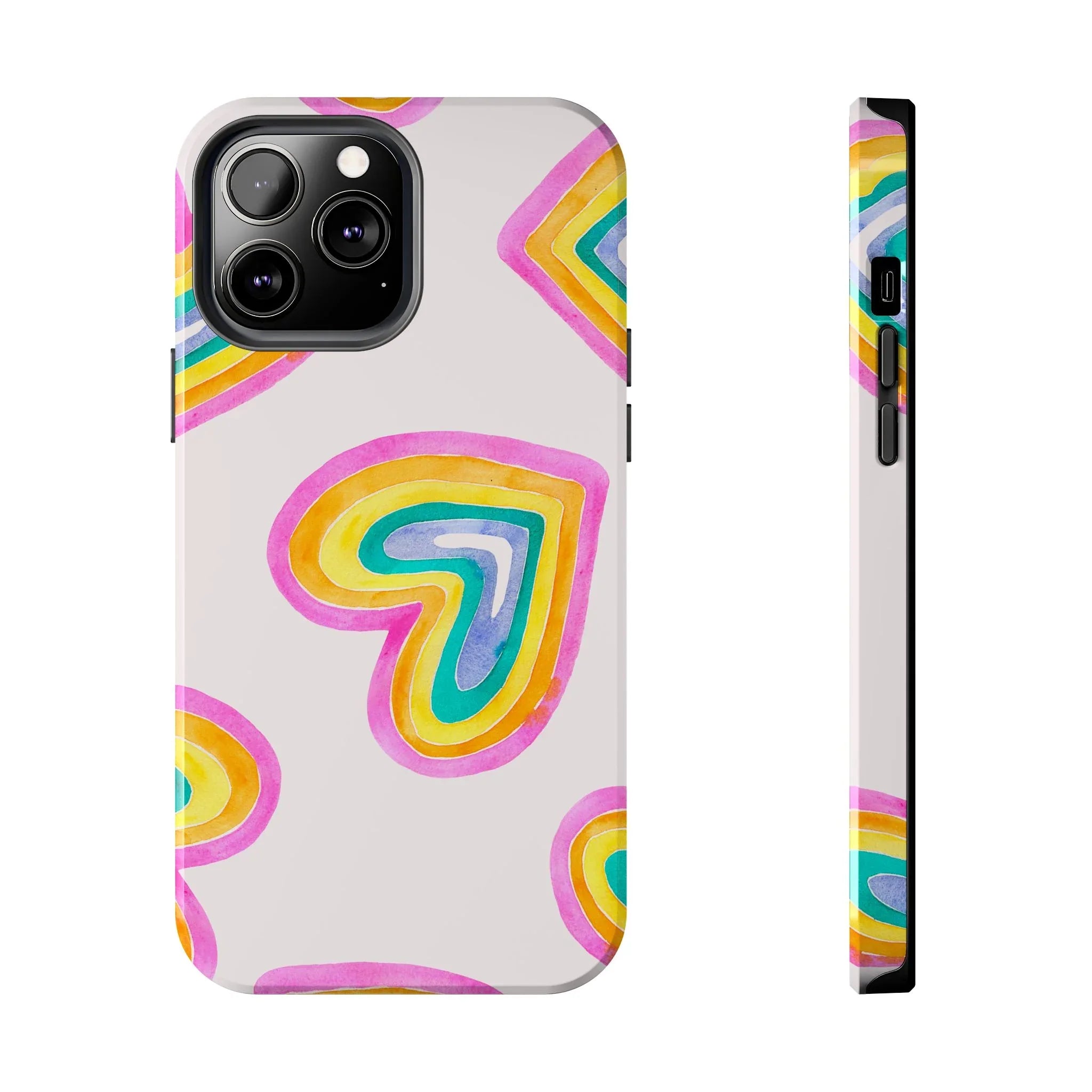 Rainbow Hearts Phone Case (Apple & Android) - Pink Sweetheart