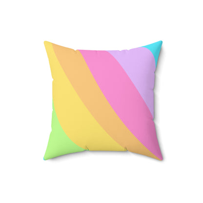 Neon Rainbow Swirl Square Pillow