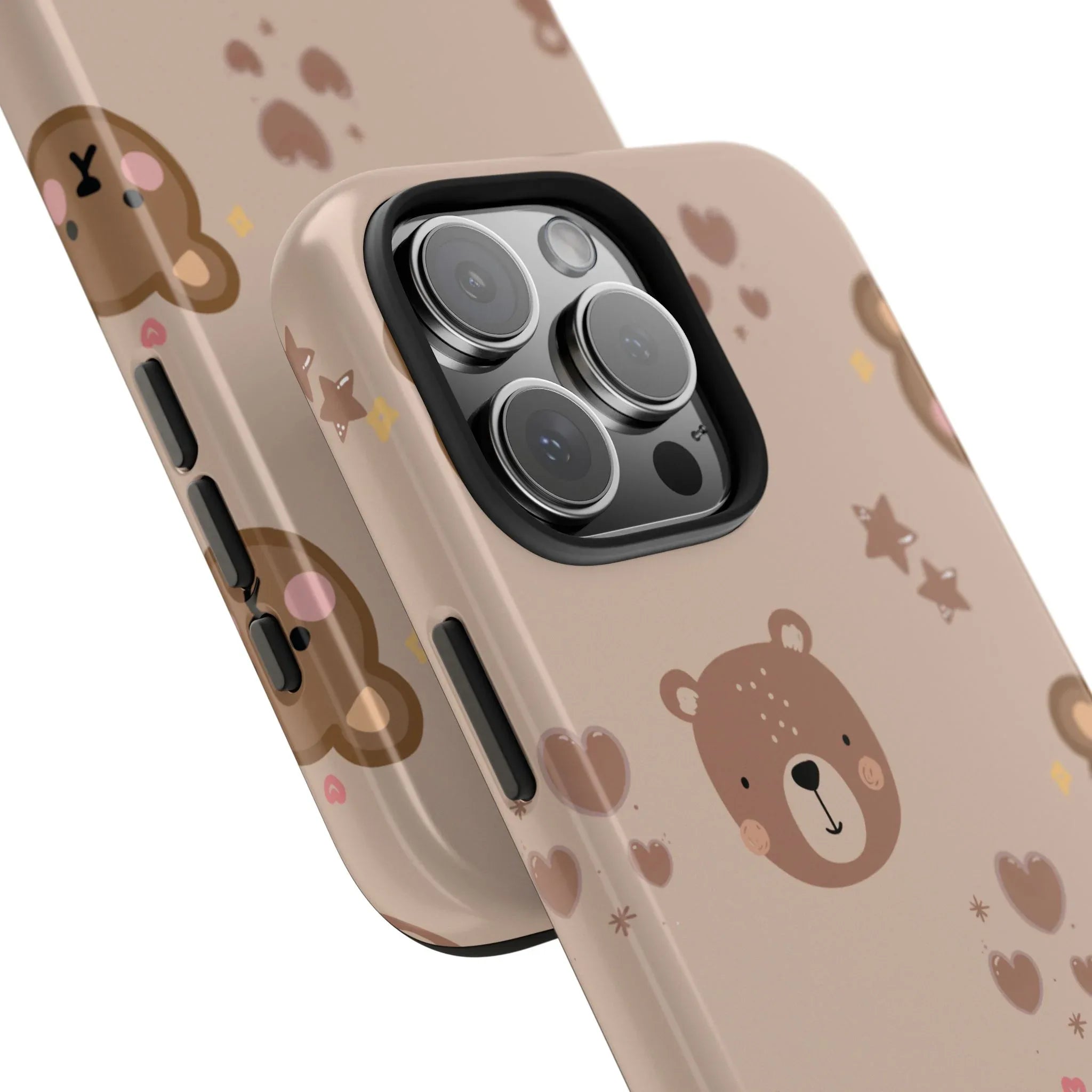 Boho Brown Bear Phone Case (Apple & Android) - Pink Sweetheart