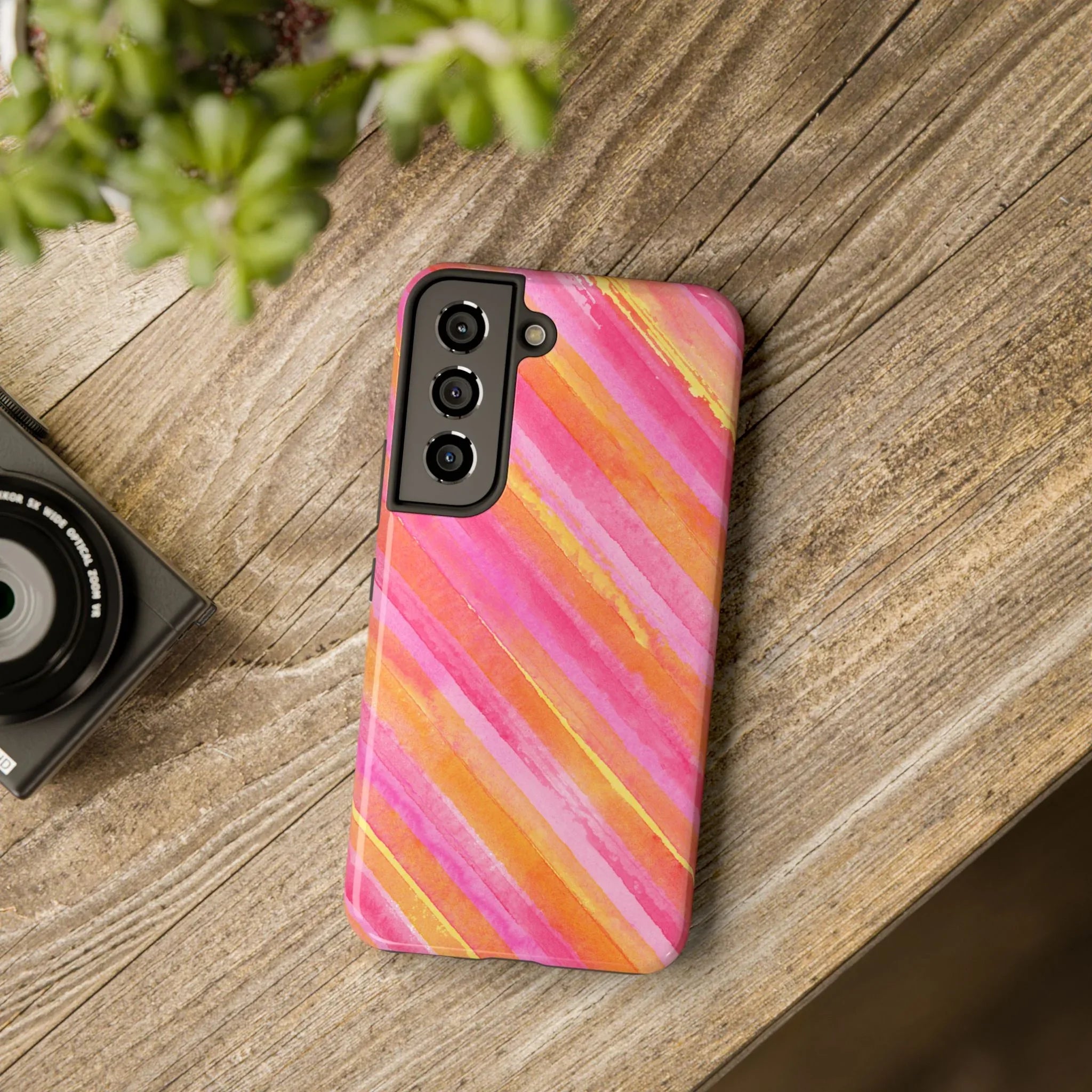 Pink Lemon Stripes Phone Case (Apple & Android) - Pink Sweetheart