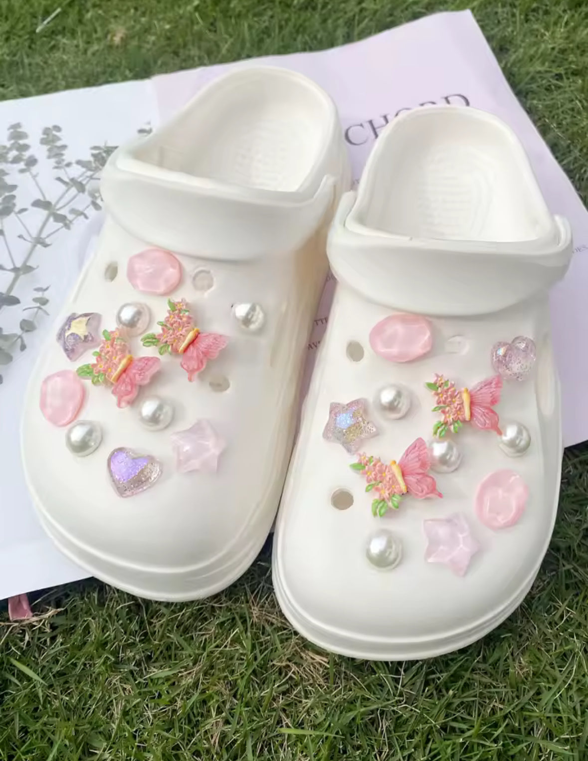 Blushing Butterfly Blossom Clog Charms Set