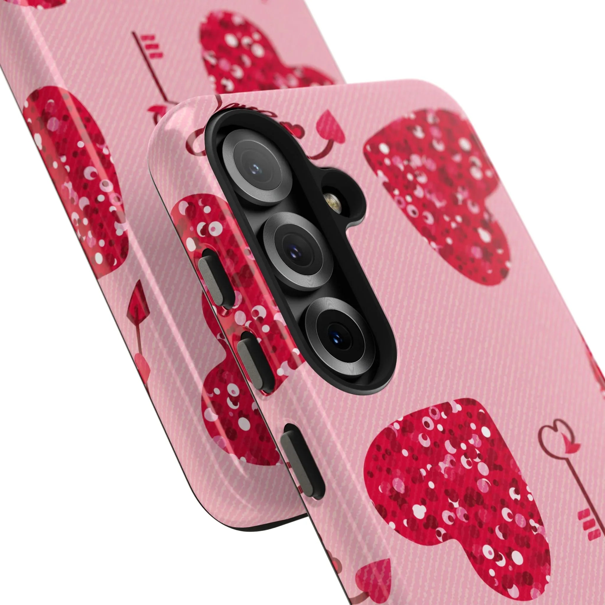 Sparkling Red Hearts Phone Case (Apple & Android) - Pink Sweetheart