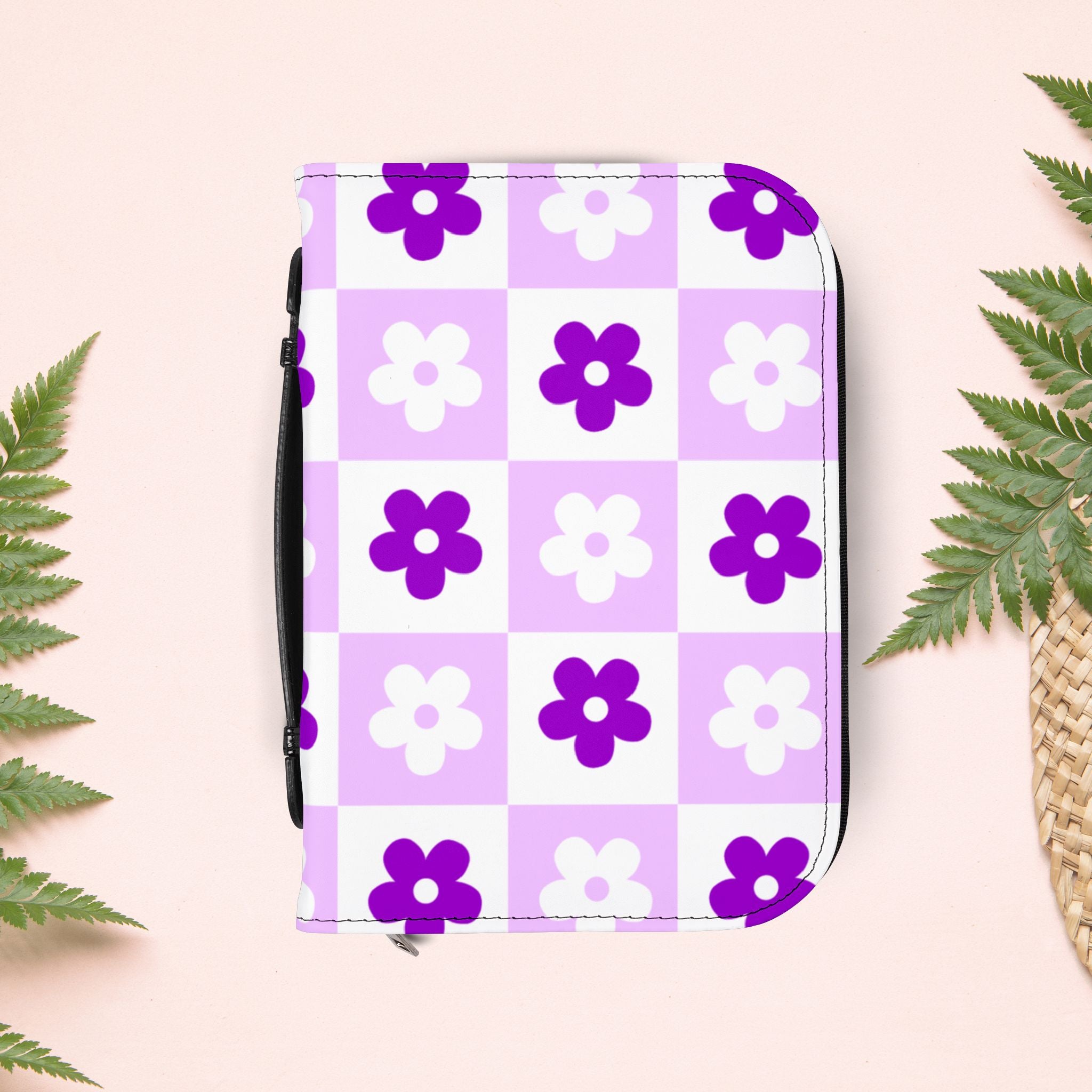 Checkered Orchid Floral Book Cover