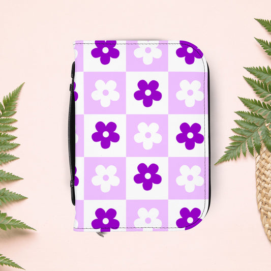 Checkered Orchid Floral Book Cover