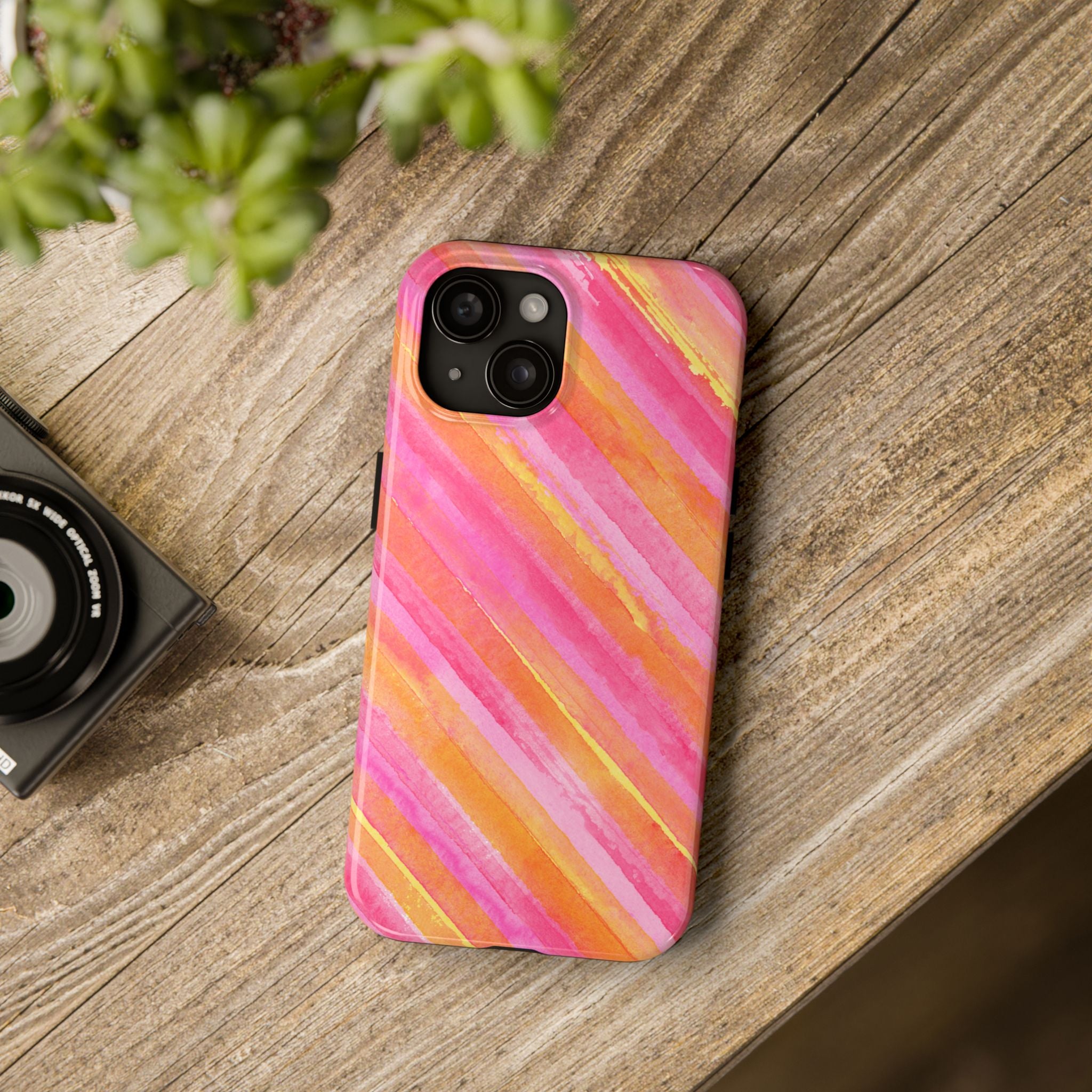 Pink Lemon Stripes Phone Case (Apple & Android)