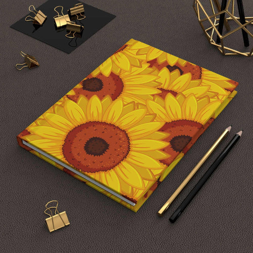 Beautiful Sunflowers Hardcover Matte Journal - Pink Sweetheart