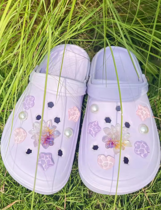 Purple Dahlia Clog Charms Set